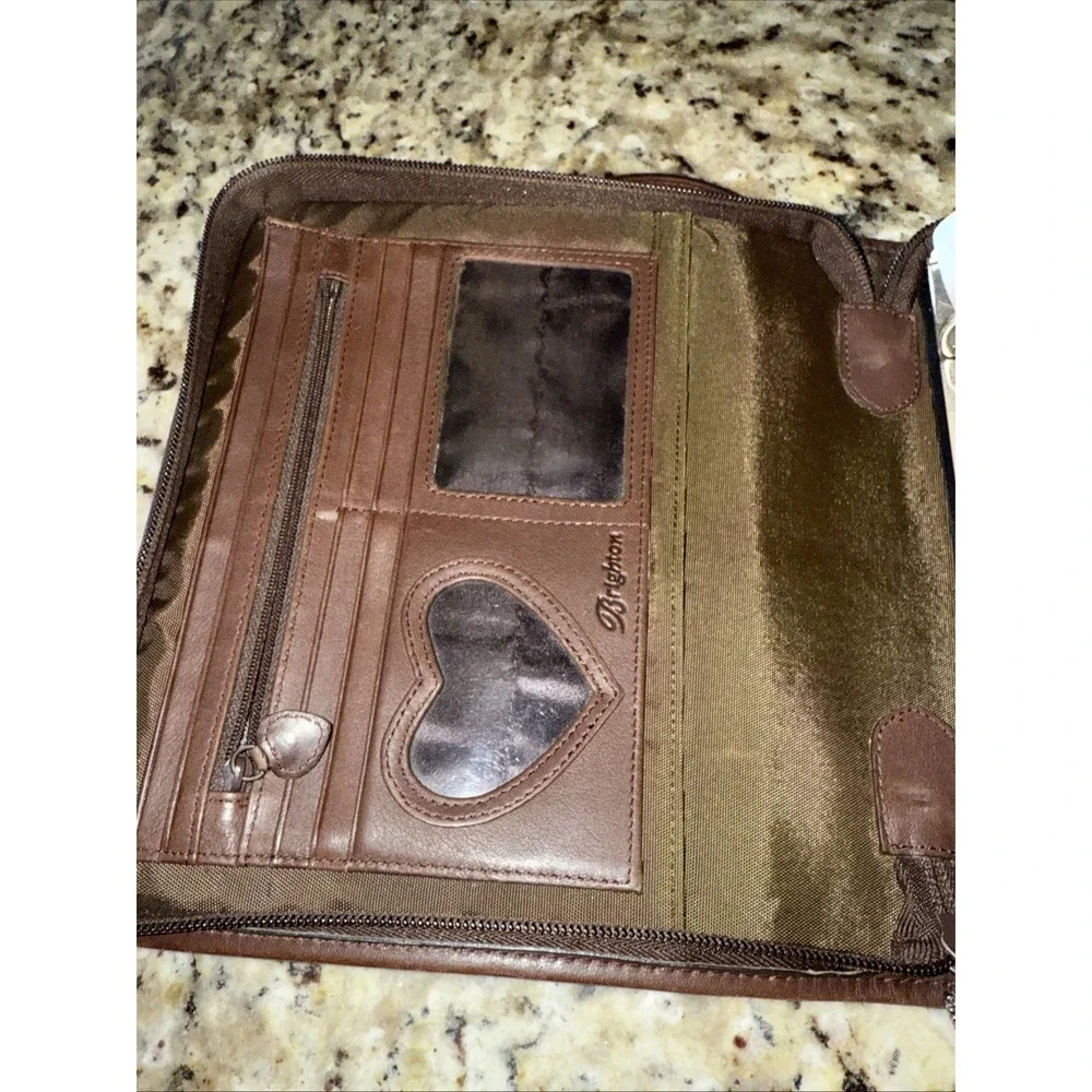 Vintage Brighton Leather/Canvas Zip Around Carryall Planner Organizer Medium4481